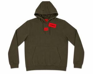 HUGO Boss Men's Olive Green Logo Patch Hoodie Pullover L NWT